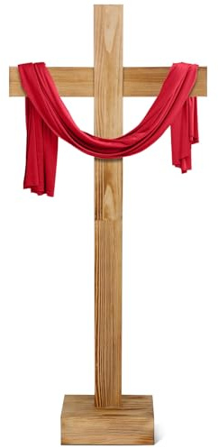 Lineshading 91,4 cm großes Osterkreuz aus Holz, unlackiert, stehend, dekorativ, Jesus Christus, katholisch, handgefertigt, Wandkreuz für Zuhause, Hochzeit, Kommunion, Kirche