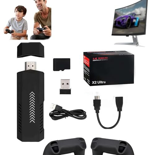 X2 Ultra - Consola de juegos 4K, más de 35.500 clásicos integrados, barra de juegos retro inalámbrica con controlador de 2.4G, Plug & Play, 64 GB