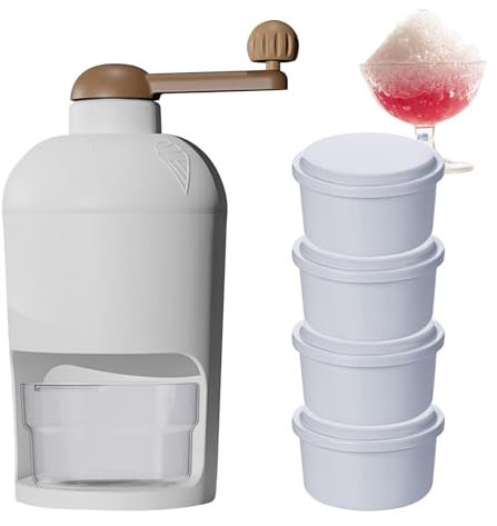 Wlikmjg Shaving Ice Cream Machine, Shaving Ice Cream Machine, Portable Ice Shaving Machine with Hand, Shaving Ice Machine with 4 Ice Moulds, Crushed Ice Machine for Snow Cones, Cocktails,