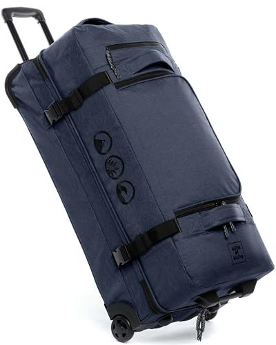 XL Reisetasche mit 2 Rollen Kane Rollkoffer 80 cm Koffer Sporttasche Reise-Trolley 120 Liter - recyceltes Meeresplastik - wasserabweisend, Ocean-blau