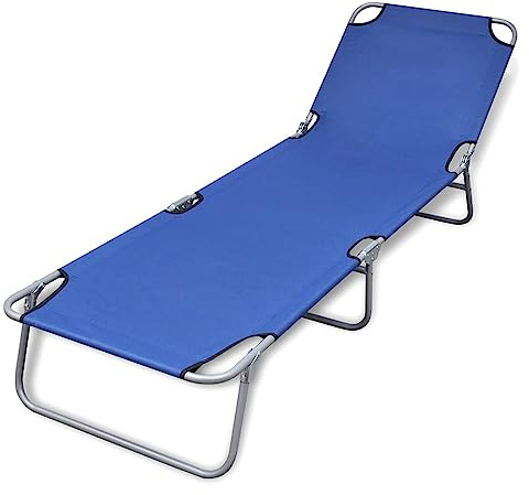ShGaxin Klappbare Sonnenliege Pulverbeschichteter Stahl Blau, Gartenliege, Liegestuhl, Sonnenstuhl, Sonneninsel Outdoor, Liegen, Gartenmöbel, Bäderliege, Relaxliege - 41477