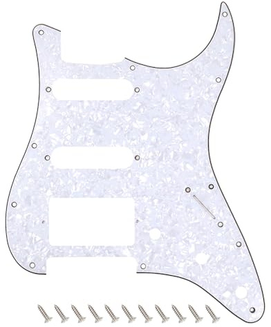 Banworks 4 Ply Strat HSS Pickguard 11-Hole Electric Guitar Pickguard SSH Scratch Plate for USA/Mexican Fender Modern Style Standard Stratocaster ST JT/HB-02 White Pearl