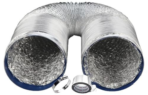 Flexible Luftleitungen zur Belüftung, Mobilklima Schlauch, Aluminium Lüftungsschlauch für Abluftventilator, Abluftschlauch Klimaanlage, für Lüftungsanlage, Badezimmer, Küche(5m,250mm)