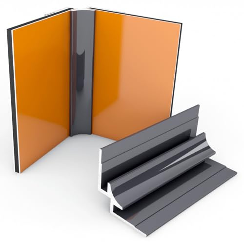 Kerabad Aluminium Profilsystem für 3mm Platten, Aluprofil für Duschrückwand Küchenrückwand, Inneneckprofil anthrazit - 1m lang