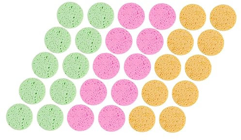 Beaupretty 30 Stück Runde Gesichtsreinigung Schwämme Aus Holzzellstoff Peeling Und Make up Entferner Hautfreundliche Reinigungspads Für Gesichtspflege Und Porentief Reinigung