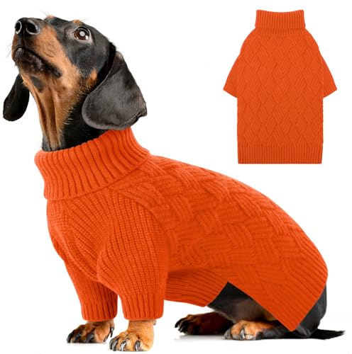 AOFITEE Hundepullover XS, Warme Katzenpullover Hunde Pullover Kleine Hunde | Rollkragen Hunde Welpen Pullover mit Beinen, Winter Dackel Weihnachten Hundepulli Sweater für Hunde Strickpullover Katzen