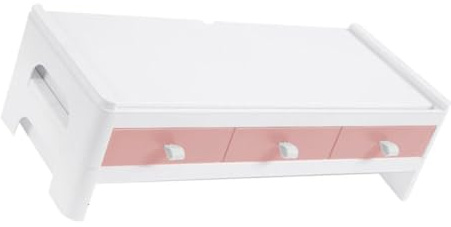 KONTONTY Support Élévé pour Moniteur Étagère de Bureau en Plastique Solide Rangement Organisé pour Ordinateur Accessoire de Bureau Pratique Design Moderne et