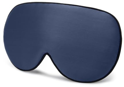 Schlafmaske seide Schlafmaske aus natürlicher Maulbeerseide, weiche Augenbinde, glatte Augenmaske, Schlafmittel, Augenschutz, Augenschutz, Patch-Verband(Deep blue)