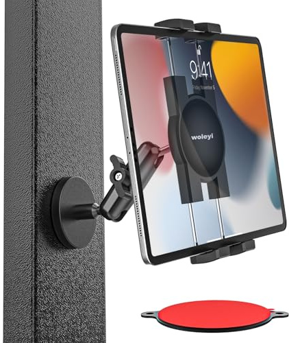 woleyi Magnetisk kylskåpshållare för surfplatta [kraftfull och hållbar magnet] gym/metallplatta magnethållare surfplatta för iPad Mini Air Pro, Galaxy Tab, Kindle, Fire, telefon, 4–13 tum
