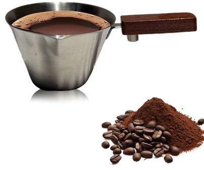 Leseogye 100mL/3.4oz Espresso Measuring Cup with Square Wood Handle, Stainless Steel Measuring Cups, Metal Coffee Cup, Measuring Cups Stainless Steel for Barista and Kitchen