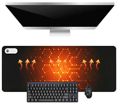 XUXLEKK Tappetino Scrivania Riscaldamento, 80x33 cm Tappetino da Scrivania Riscaldato, Impermeabile Tappeto Mouse Riscaldante con Display Digitale e 3 Livelli di Temperatura, per Lavoro d'Ufficio,Casa