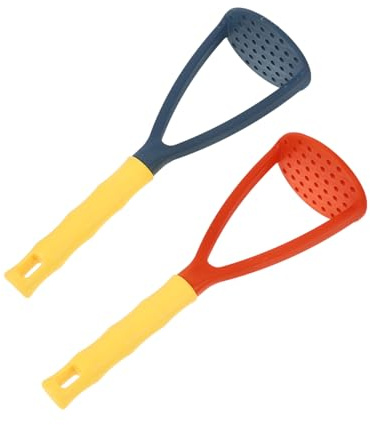 LOLIPPYY 2 Stück Kartoffelstampfer aus Lebensmittelechtem PP Rutschfester Griff Vielseitig für Gemüse Babybrei Manuelles Küchengerät Sicher und Wiederverwendbar Orange und Blau