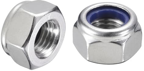 QUARKZMAN 5Pcs Dadi Esagonali Autofilettanti M12 x 1.5 Argento&Blu | Acciaio Inossidabile 304, Dadi Di Arresto Autobloccanti, Per Elementi Di Fissaggio, Con Inserti In Nylon