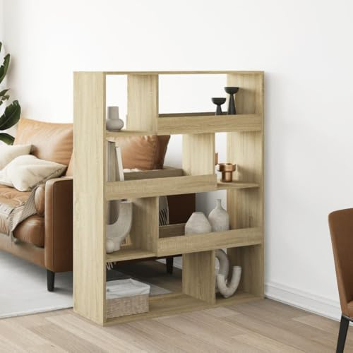 Owoxanthellate Bücherregal Sonoma-Eiche 100x33x125,5 cm Massiver Holzwerkstoff Modernes Design 8 Fächer Standregal für Wohnzimmer Flur & Büro