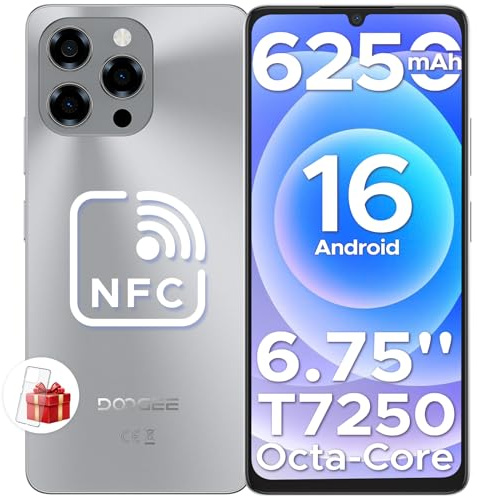 DOOGEE Note 58 Smartphone Android 16, 32(8+24)GB+128GB/2TB TF Cellulare, 6.75 HD+ 90Hz Schermo, 6250mAh, 16MP+8MP Telefono Cellulare, 4G Dual SIM/Octa Core/Widevine L1/ NFC/OTG/Face ID/GPS, Naturali