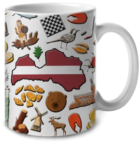 Symboles De La Lettonie Tasse Céramique Mug Jolis Mug À Café Pour Espresso Bureau Maison L'École 330Ml
