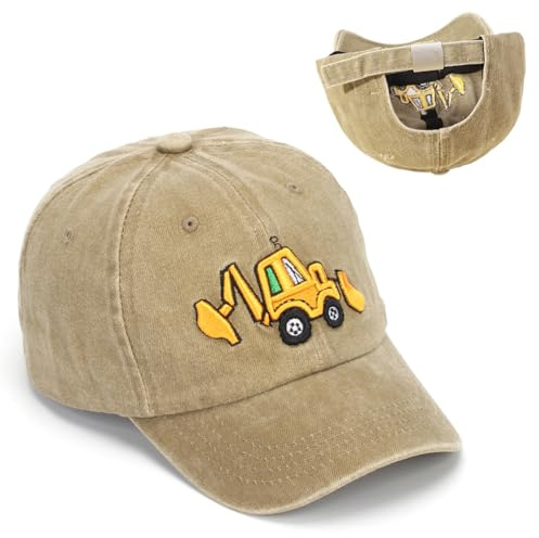 YskerrigToy Excavatrice Casquette Baseball pour Enfant, Broderie Enfants Casquettes de Baseball, Protection Solaire Visière Adjustable, Chapeau de Soleil