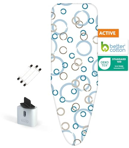 LaundrySpecialist 5-Lagen Active Bügelbrettbezug mit Dampfrückstrahlung | Bis zu 50 % schneller bügeln, weiche Polsterung, für Dampfbügeleisen & Dampfbügelstationen, universell, XL 48–53 x 133–140 cm