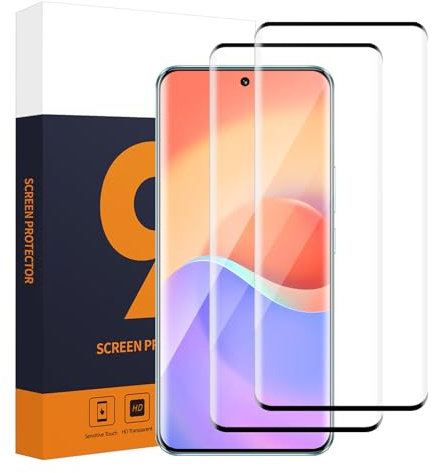 Carantee Pellicola protettiva in vetro temperato per Honor 90 5G, copertura completa 3D, alta trasparenza, ad alta risoluzione, durezza 9H, antigraffio, anti-polvere e bolle, confezione da 2 pezzi
