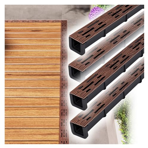 Canal de drenaje para patio de 22 9 / 103 de ancho con rejilla metálica con vetas de madera, zanja de drenaje delgada en forma de U para patio, acera, piscina, terraza, cenador, cocina, desagüe