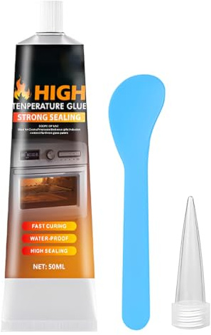 UZEXYA Silicone Nero per Alte Temperature, Resistente al Calore – Sigillante Adesivo 50 ml, Ideale per Forno a Microonde, Forno, Camino, Stufa, Piano a Induzione e Cappa
