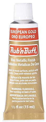 AMACO Rub n Buff Wax Metallic Finish - Rub n Buff European Gold 15ml Tube - Versatile Gilding Wax for Finishing Furniture Antiquing and Restoration - Rub and Buff Colors Single Tube