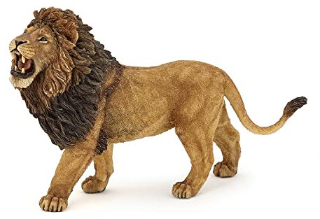 PAPO - Figura Leone Ruggente - Animale Selvaggio per Bambini dai 3 Anni in su - 15 x 4 x 8,5 cm - Leone Realistico in Plastica - Dipinto a Mano - Collezione Animali Selvatici - 50157