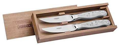 Tramontina Churrasco Lot de 2 couteaux à steak Gaucho en acier inoxydable/pin