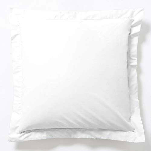 VISION - Funda de Almohada - 100% algodón - Color: Blanco - 65 x 65 cm - Fibras Naturales - Tejido denso - Tejido Suave y Transpirable - con ala - Certificado Oeko-Tex