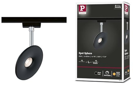 Paulmann 96938 Sphere URail LED Individual spot 493lm 7W 2700K dimmable 230V Black matt, Chrome Rail System