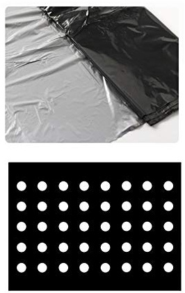 Tela per pacciamatura in plastica Nera per Giardino, Membrana PE, Copertura per Terreno con Fori per piantagione, Pellicola in plastica per orto e Piante, 10 x 0,95 m