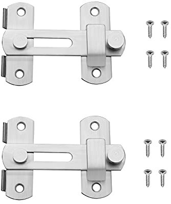 2 Stück Edelstahl-Flip-Riegel mit Befestigungsschrauben für Schlafzimmer, Badezimmer, Fenster, Tür, Schiebetür, Riegelschloss