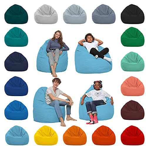 HomeIdeal - Sitzsack XXL Bodenkissen für Erwachsene & Kinder - Geeignet für Gaming oder Entspannen - Indoor wie Outdoor da er Wasserfest ist - mit EPS Perlen, Farbe:Hellblau, Größe:XXL