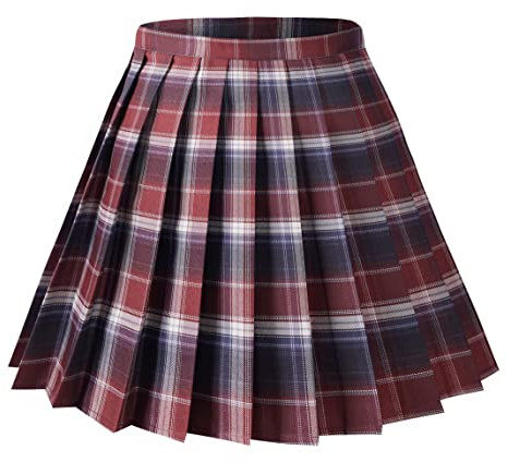 Urban CoCo Women’s Uniforms Plaid Pleated Mini Skirt (8, L)
