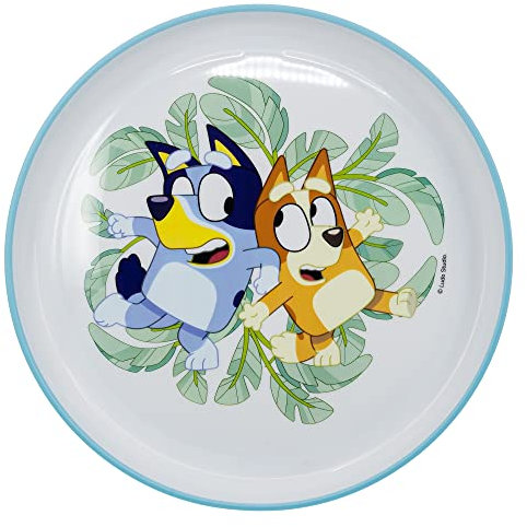 Plato infantil reutilizable bicolor con base antideslizante de Bluey
