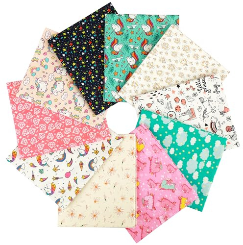 Craftido 10 Stück 18”x21” (46x53 cm) Fat Quarters Stoffpakete - Mittleres Gewicht 145g - 100% Baumwollstoff für Quilten, Nähen, Patchwork, DIY und handgefertigte Bastelarbeiten - Day Dreaming