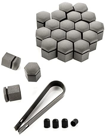 LST 20x Radschraube Abdeckkappen Sechskant Felgen Kappen Set 17 mm Matt grau