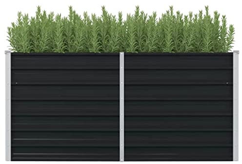 WIFESE Aiuola rialzata antracite, 160 x 80 x 77 cm, in acciaio zincato, aiuola rialzata per giardino, letto per piante e piante aromatiche, decorazione per ingresso balcone, terrazza, giardino,
