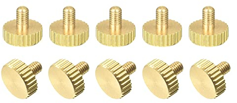 sourcing map 10 Stück Messing Rändelschrauben M3x5mm Flache Griff Bolzen Knöpfe Befestigungen für Elektronische Mechanische