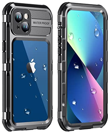WIFORT für iPhone 13 Hülle wasserdichte,360 Grad Outdoor Schutzhülle mit Kameraschutz Displayschutz, Stoßfest Staubdicht IP68 Wasserdicht Handyhülle Komplettschutz Panzerhülle Hard Case 6.1 Schwarz
