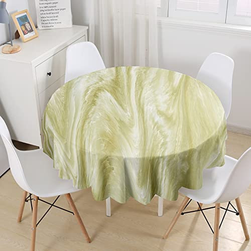 Lukery Tischdecke Abwaschbar Gartentischdecke, Tischdecke Rund Tischdecken Marmor Drucken Tischtuch Outdoor Indoor, Tisch Schutz für Geburtstag Hochzeit Festival (Durchmesser 150cm,hellgrün)