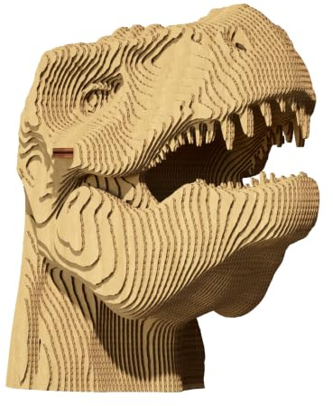 CARTONIC Dinosaurier T-Rex 3D-Puzzle aus Karton – Skulptur-Bausatz | 72 Teile, 20 × 16 × 9 cm – Bastelset aus recycelter Pappe zum Stecken & Bemalen, für Jugendliche & Erwachsene, Geschenkidee