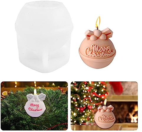 Moules à bougies de Noël 3D pour la fabrication de bougies « Merry Christmas » - Moule en silicone époxy pour décoration de fête Xmax - Fait à la main - Bricolage - Boule de Noël