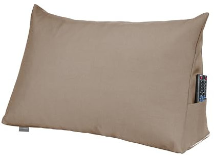 Traumnacht Cozy Rückenkissen, Lesekissen,abnehmbarer, waschbarer Bezug aus 100% Polyester,praktisches Seitenfach,Öko-Tex zertifiziert,produziert nach deutschem Qualitätsstandard,70 x 40 cm, hellbraun,