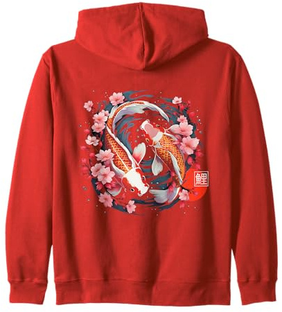 Fleur de Cerisier Japonaise en Forme de Carpe koï Sweat à Capuche