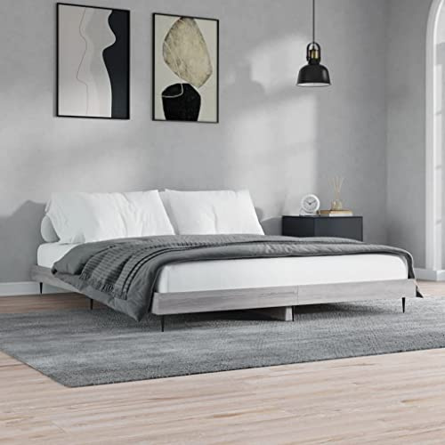ZQQLVOO Bettgestell Familienbett Palettenbett Bettgestell Grau Sonoma 140x200 cm Holzwerkstoff