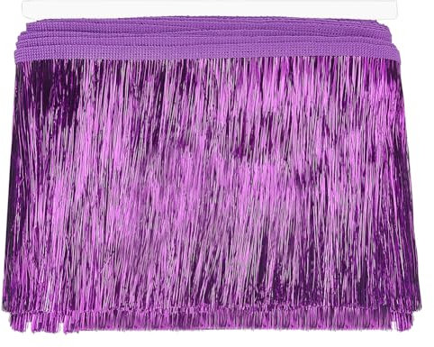 FINGERINSPIRE 10 m X 15 cm Lametta Fransenbesatz Dunkelviolette Metallic Folie Fransengirlande Lametta Luftschlange Lametta Girlande Tanzkostüm Fransenbesatz Für Hochzeit Geburtstag Party