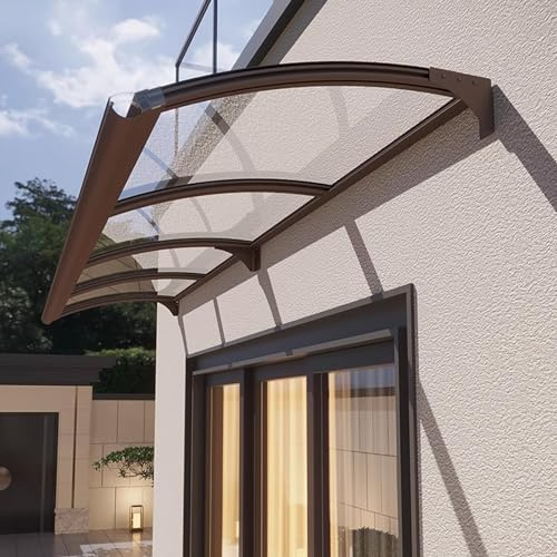 Window Rain Shelter Cover,Uv Resistant Windproof Outdoor Garden Canopy Front Door Canopy Outdoor Awning,with Polycarbonate Board and Aluminium Frame,Roofing Canopies (45x160cm/18x63)