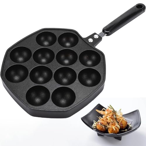 XoTiq 12 Hole Takoyaki Makers,frying Pan Grill Pan，takoyaki Pan, Multifunctional Electric Griddle, Electric Skillet, Takoyaki Machine, Nonstick Baking Maker, For Home Pancake Baking, Cake Pop Grill