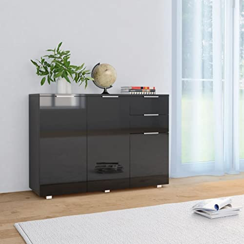 FUDUGEHMIOFWFJJ kommode mit 6 schubladen,kommode Schlafzimmer,Sideboard Hochglanz-Schwarz 107x35x80,5 cmkommode,Sideboard,kommode mit schubladen,